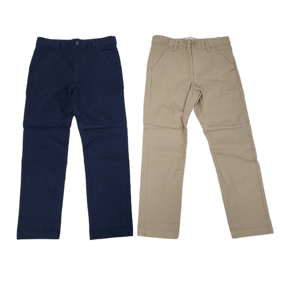 NWT Cat & Jack Boys School Uniform Pants Size 10 Husky - Two Pack Blue And Khaki
